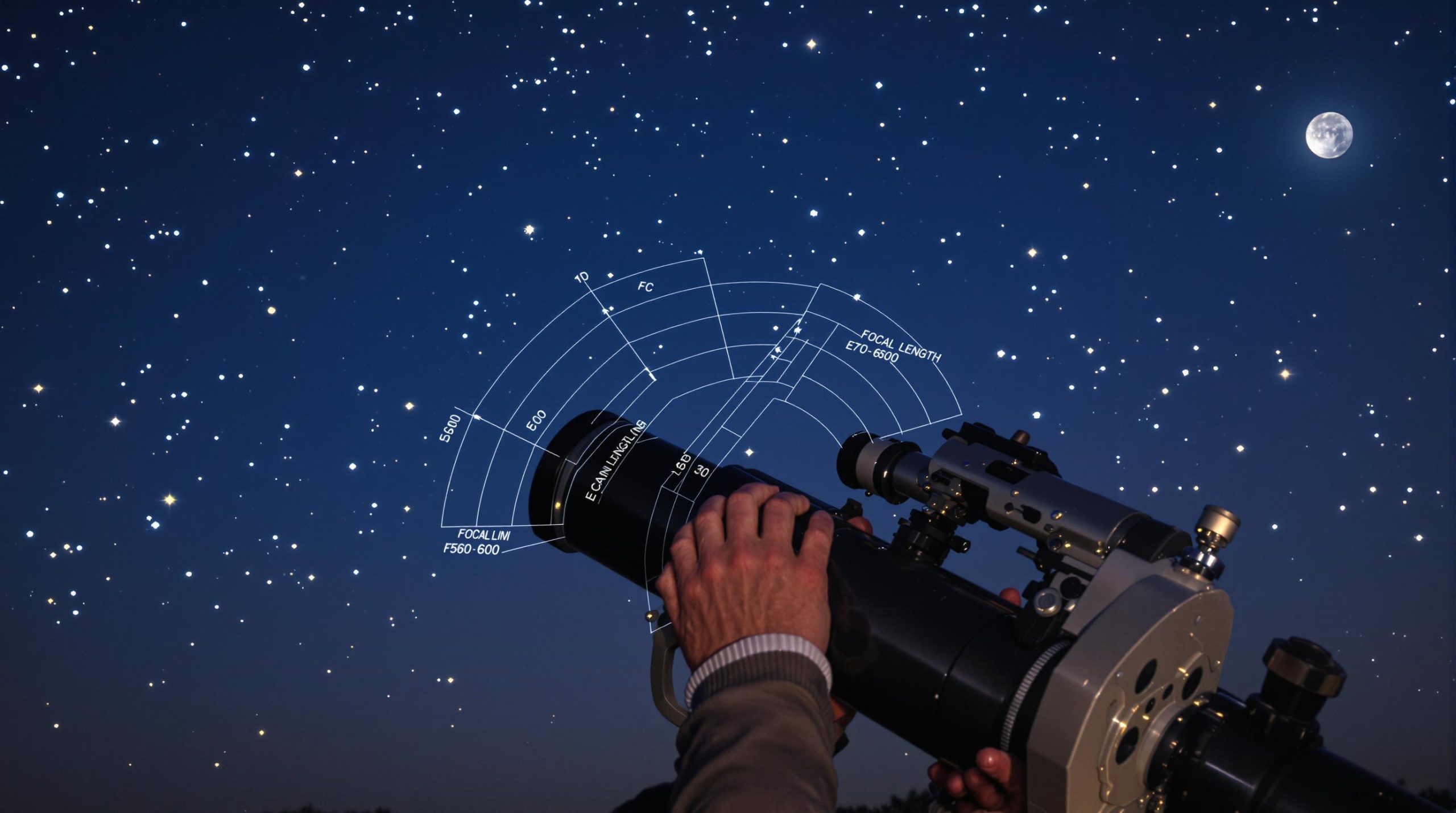 Astronome ajustant l'oculaire pour optimiser le grossissement