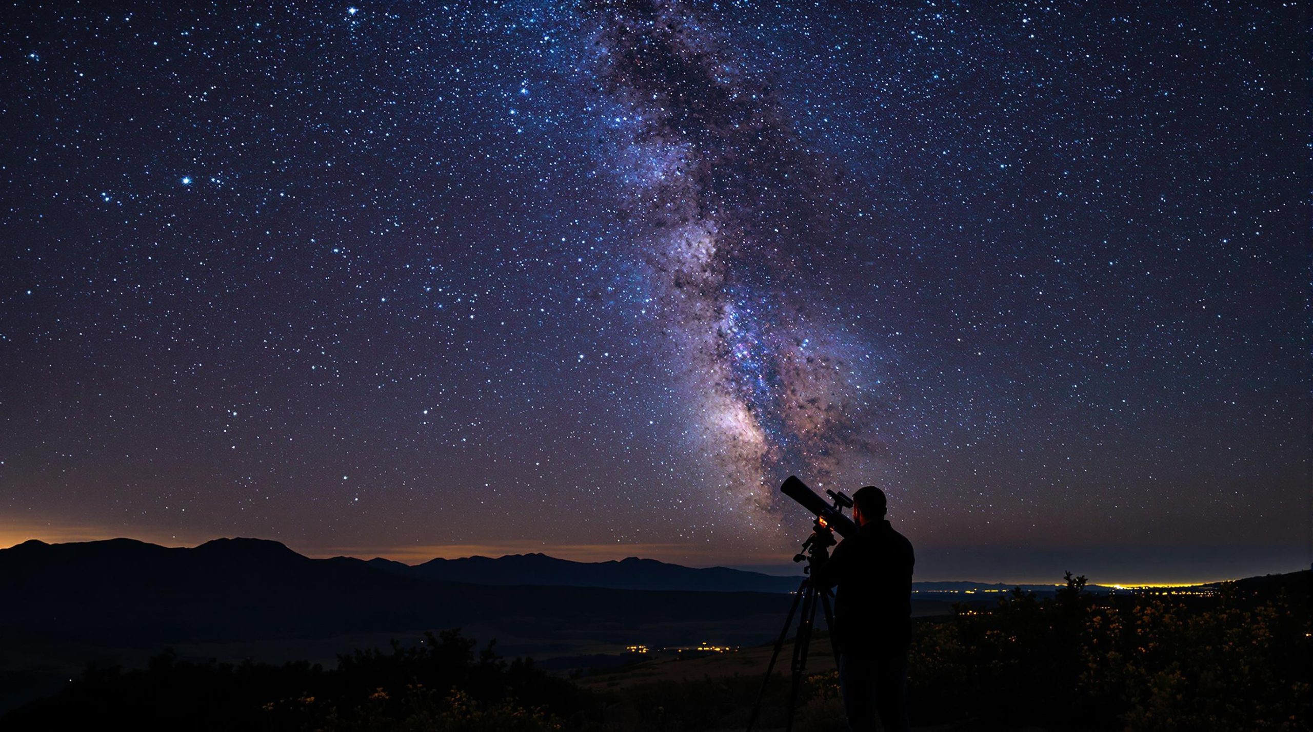 Astronome amateur avec télescope Newton