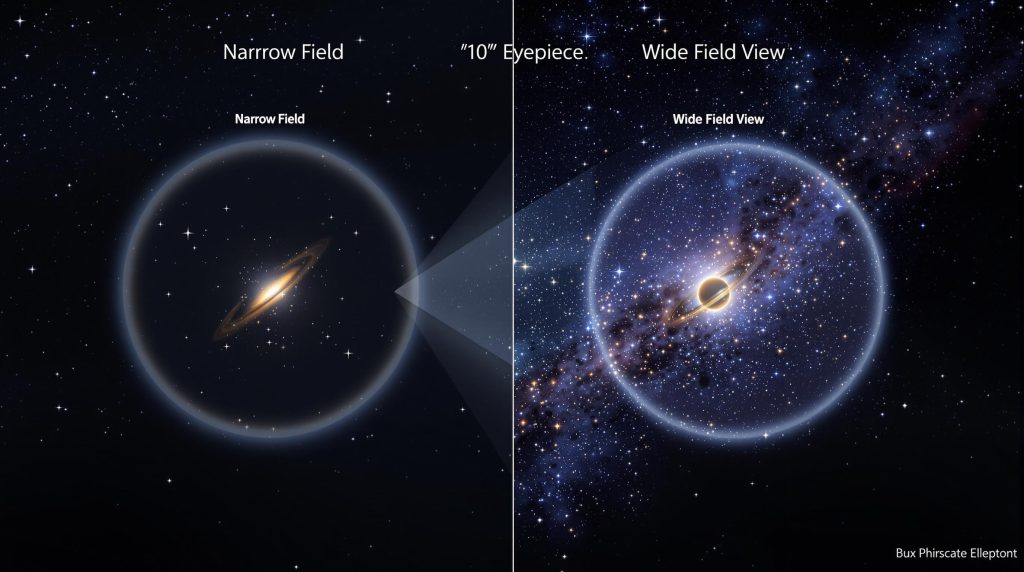 Comparaison de champs de vision des oculaires