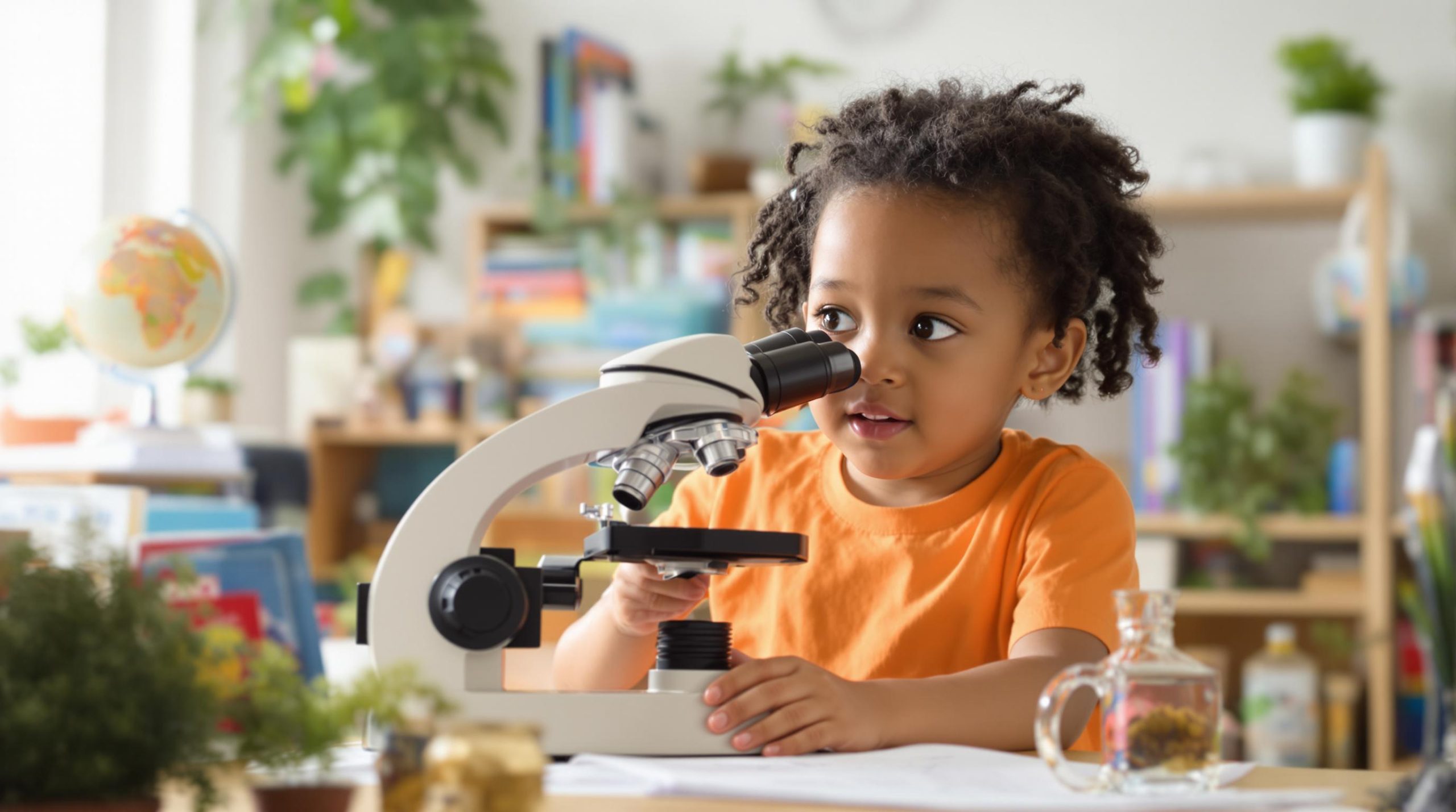 Enfant avec microscope Buki