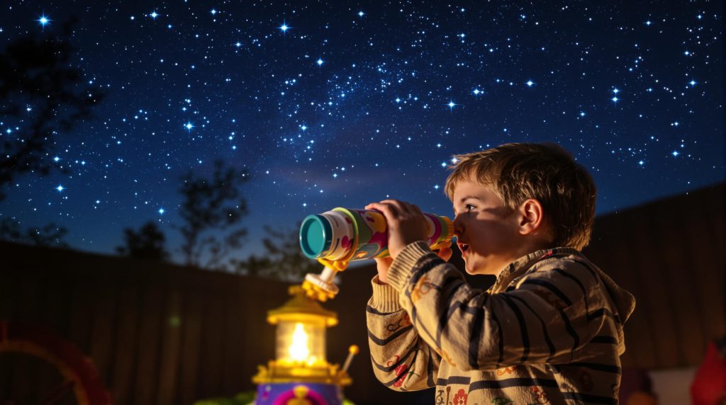Enfant utilisant un télescope pour observer les étoiles