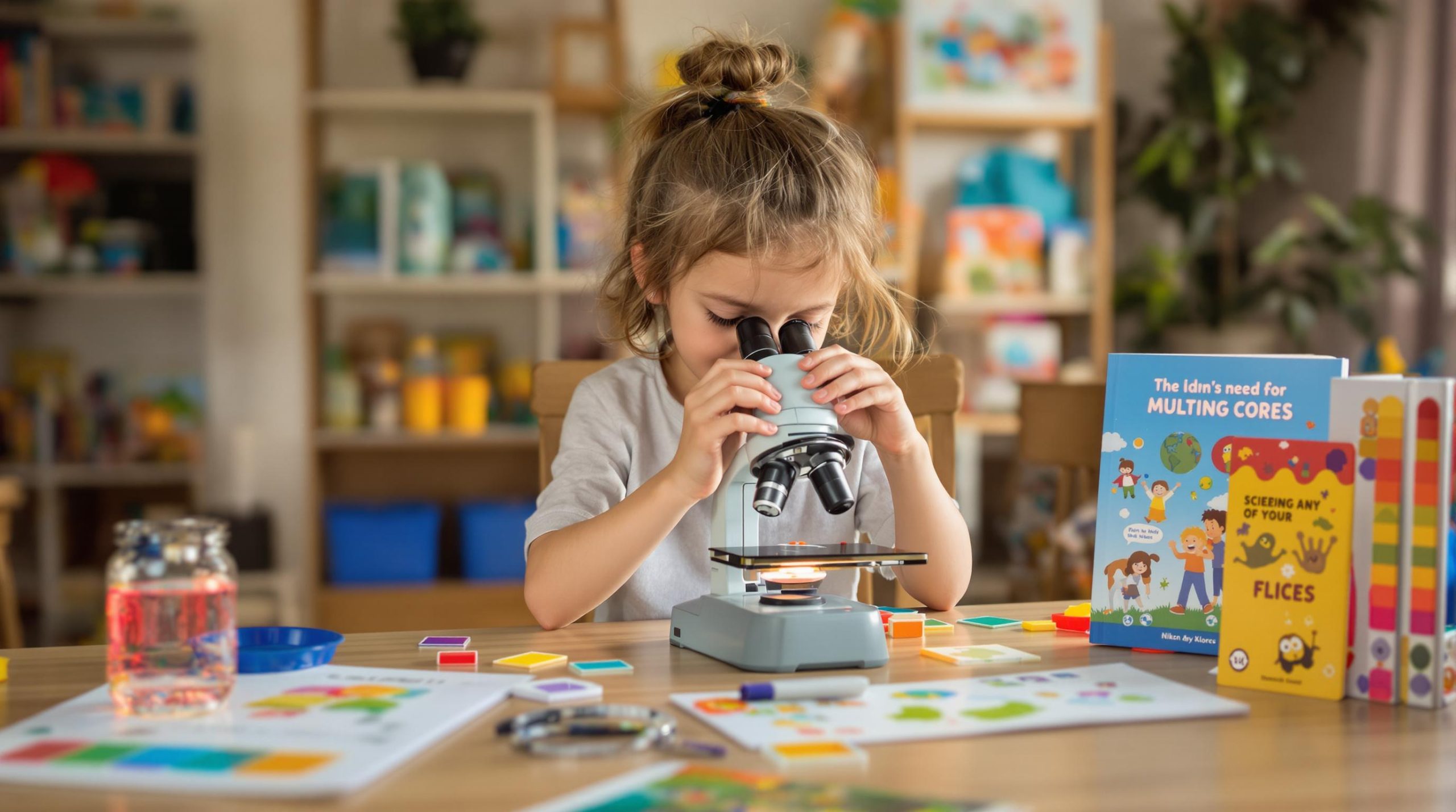 Enfant utilisant un microscope